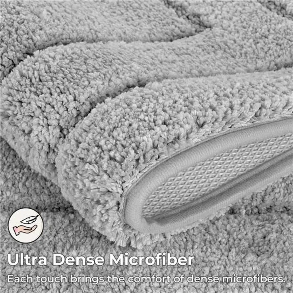 Gray Bathroom Rugs, Bath Mats for Bathroom Non-Slip, Super Soft and Absorbent